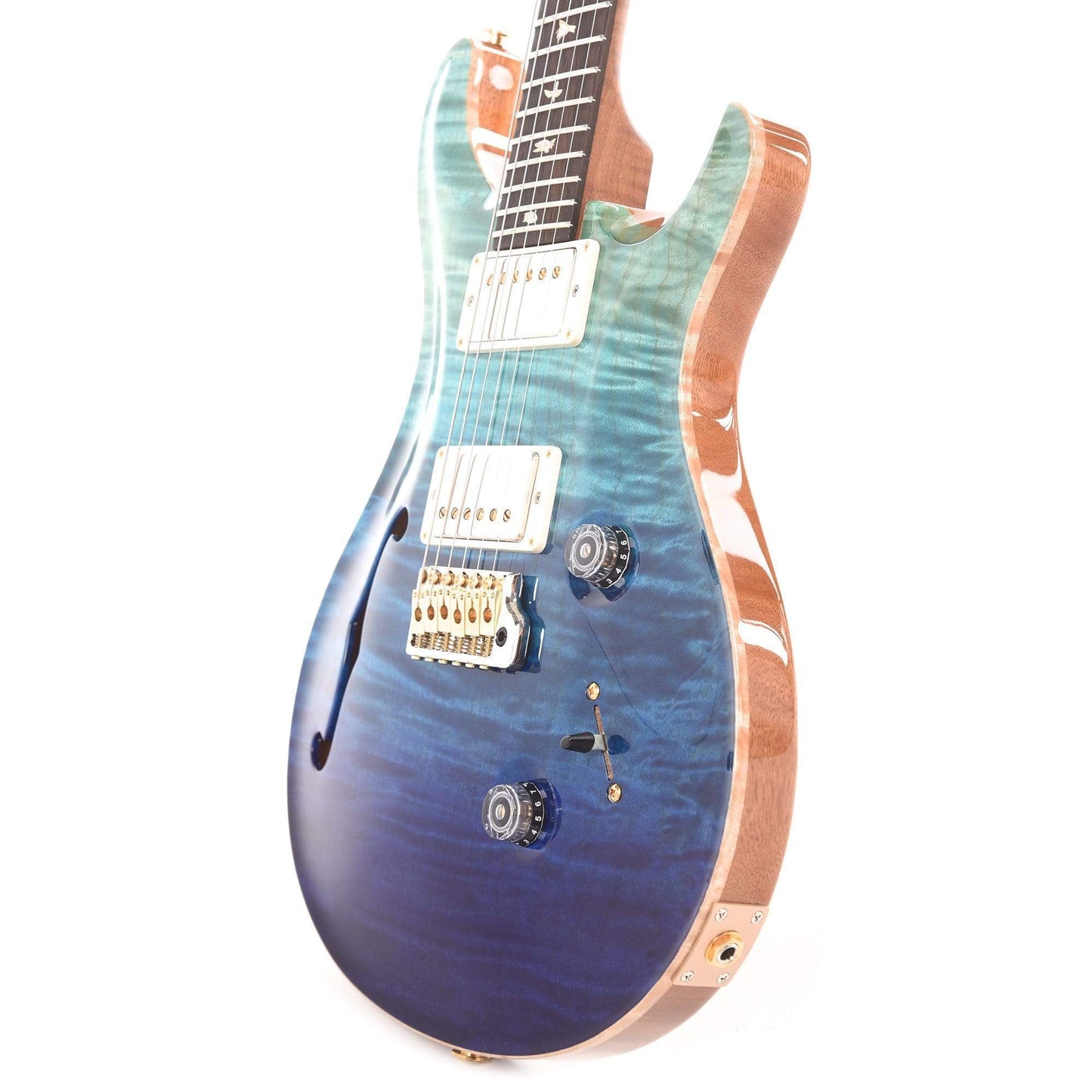 PRS Wood Library Custom 24 Semi-Hollow 10 Top Flame Blue Fade One-Piece Top w/Torrefied Maple Neck & Brazilian Rosewood Fingerboard Electric Guitars / Solid Body