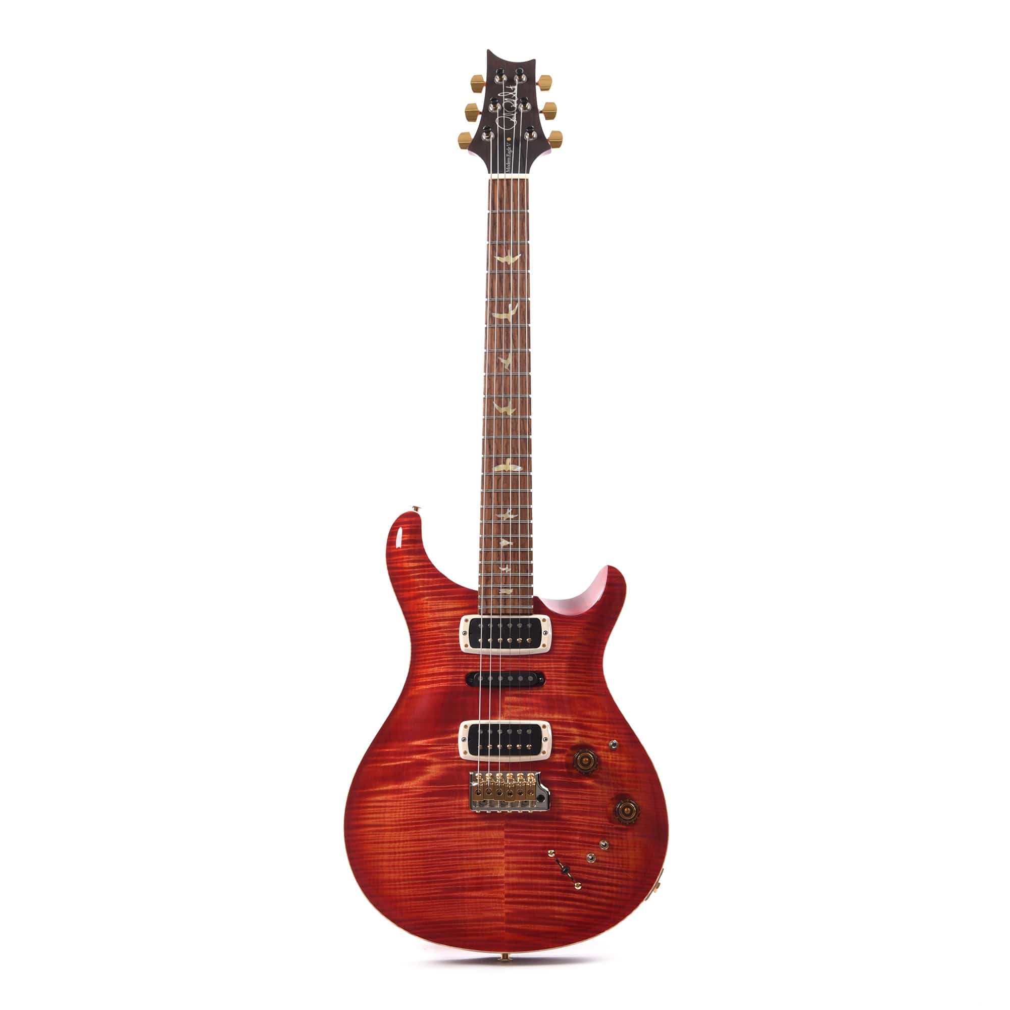 PRS Wood Library Modern Eagle V 10-Top Flame Blood Orange w/Cocobolo Fingerboard & Stained Figured Maple Neck Electric Guitars / Solid Body