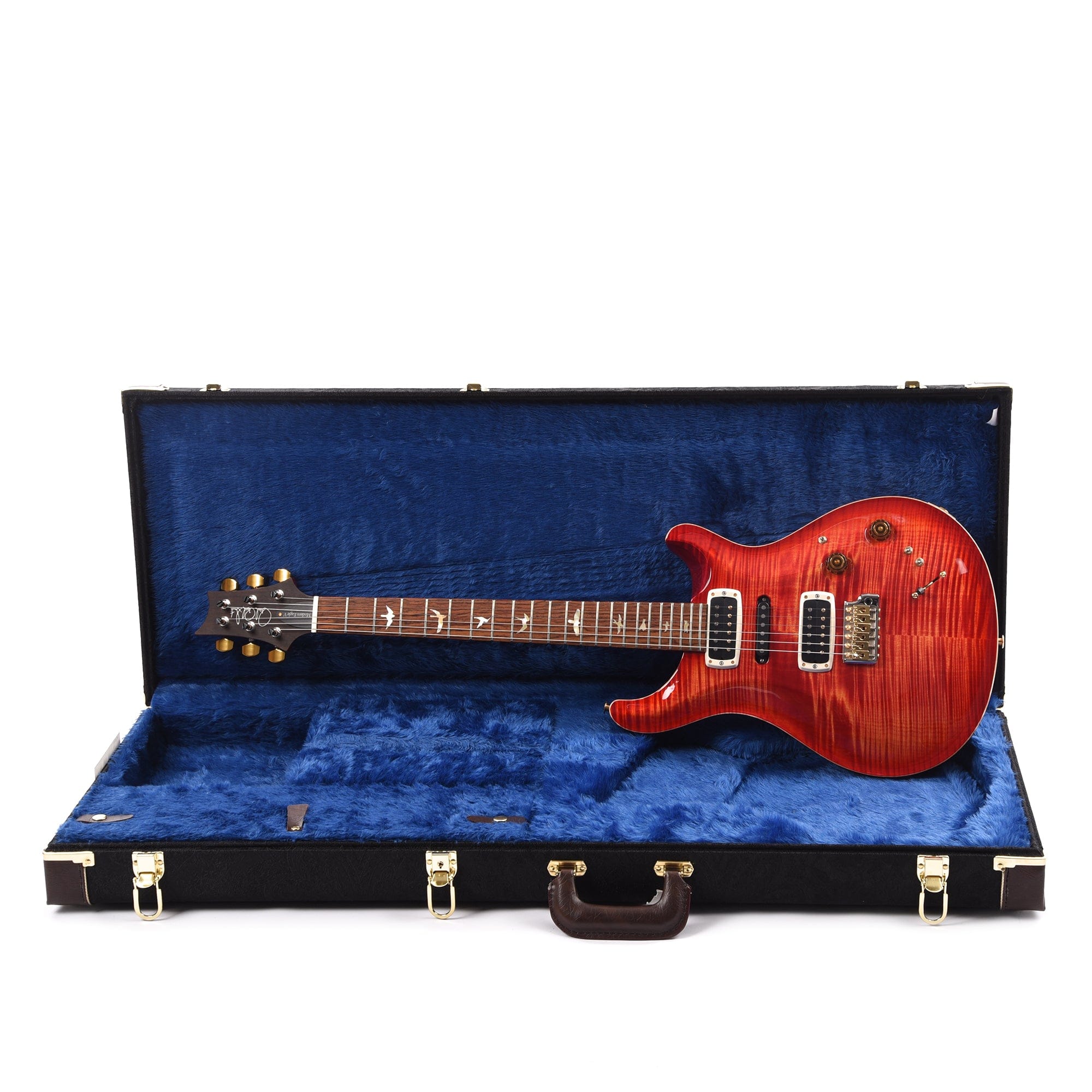 PRS Wood Library Modern Eagle V 10-Top Flame Blood Orange w/Cocobolo Fingerboard & Stained Figured Maple Neck Electric Guitars / Solid Body