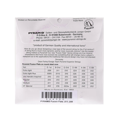 Pyramid Fusion Flats Chrome-Nickel Flatwound Guitar Strings Medium 11-48 Accessories / Straps