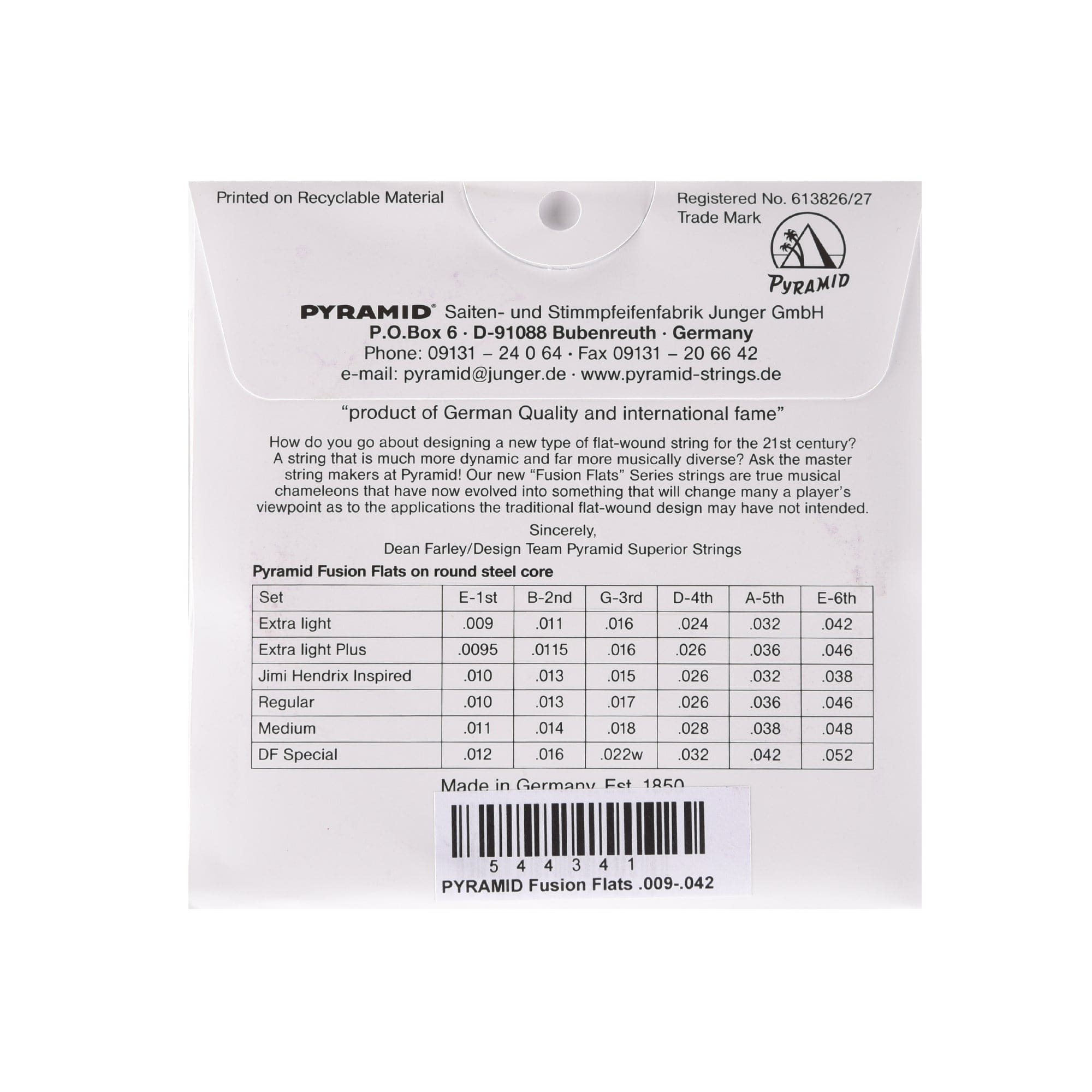 Pyramid Fusion Flats Chrome-Nickel Flatwound Guitar Strings Extra Light 9-42 Accessories / Strings / Guitar Strings