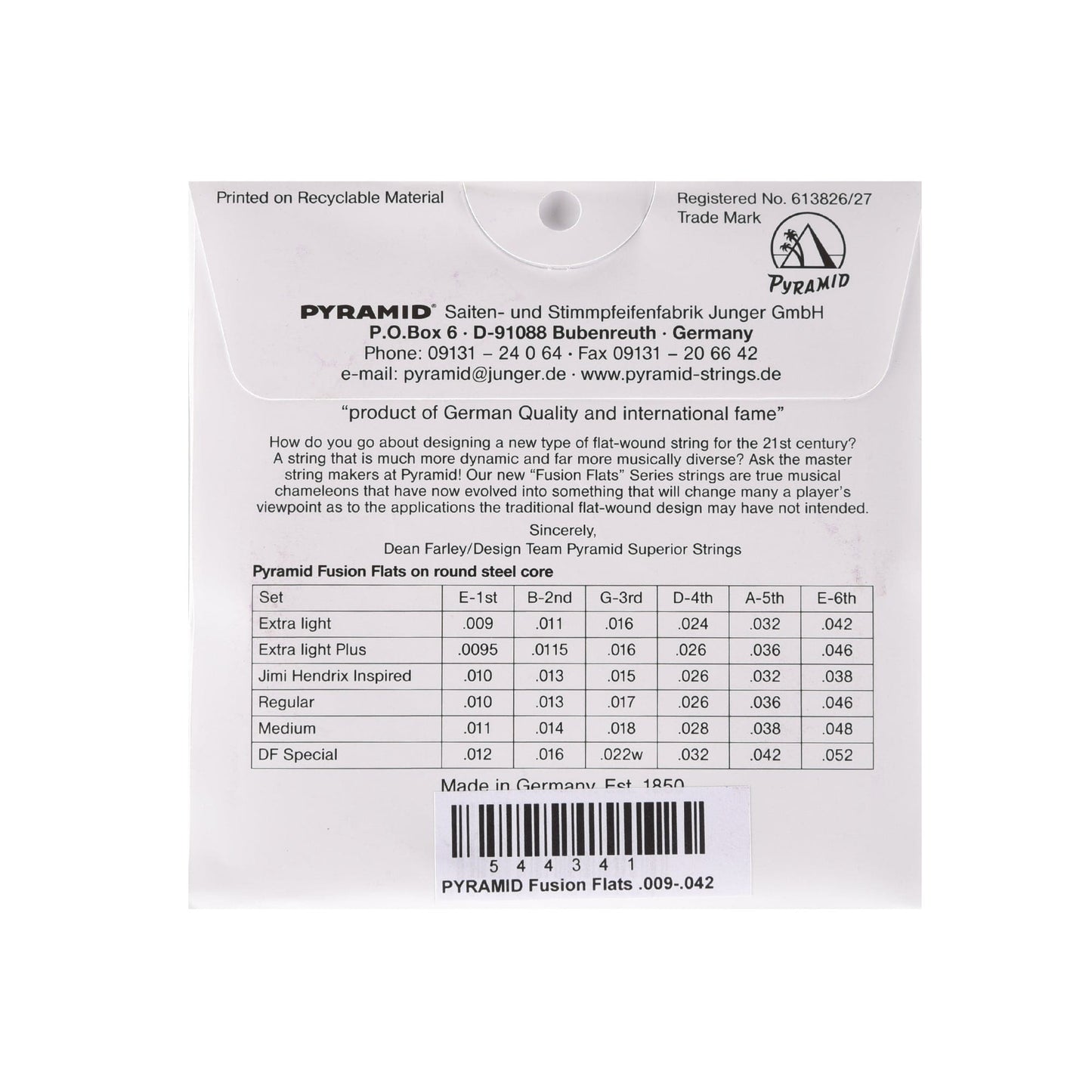 Pyramid Fusion Flats Chrome-Nickel Flatwound Guitar Strings Extra Light 9-42 Accessories / Strings / Guitar Strings