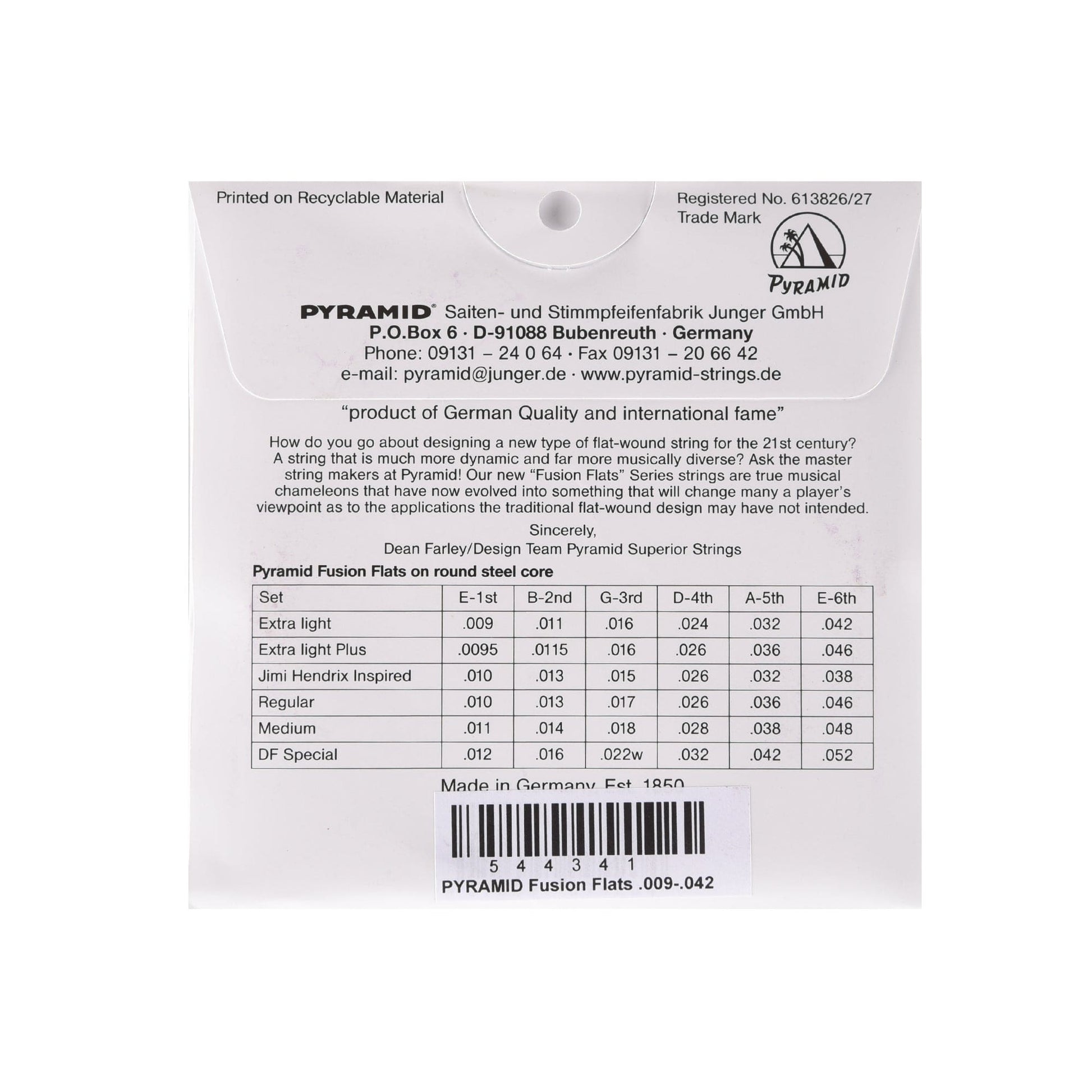 Pyramid Fusion Flats Chrome-Nickel Flatwound Guitar Strings Extra Light 9-42 Accessories / Strings / Guitar Strings