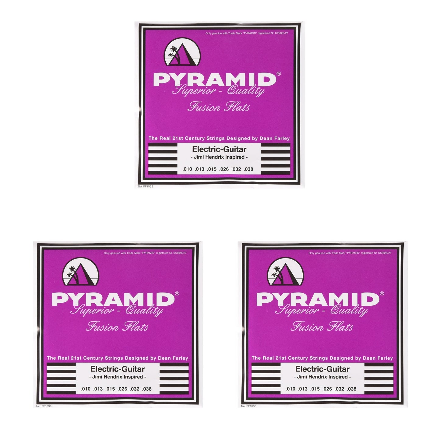 Pyramid Fusion Flats Chrome-Nickel Flatwound Guitar Strings Jimi Hendrix-Inspired 10-38 3 Pack Bundle Accessories / Strings / Guitar Strings