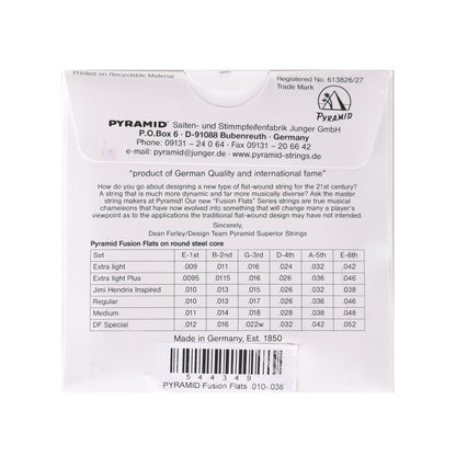 Pyramid Fusion Flats Chrome-Nickel Flatwound Guitar Strings Jimi Hendrix-Inspired 10-38 Accessories / Strings / Guitar Strings