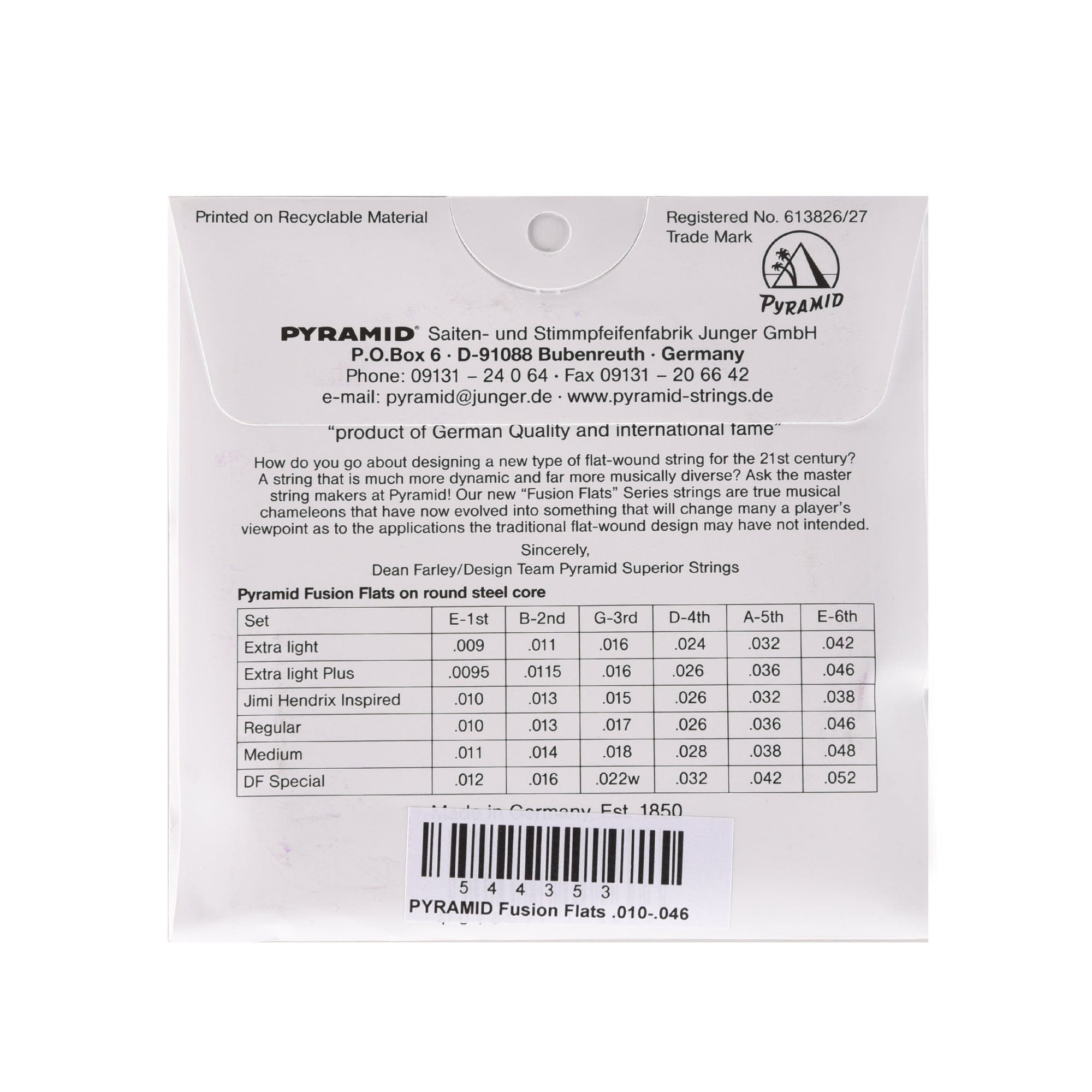 Pyramid Fusion Flats Chrome-Nickel Flatwound Guitar Strings Regular 10-46 Accessories / Strings / Guitar Strings