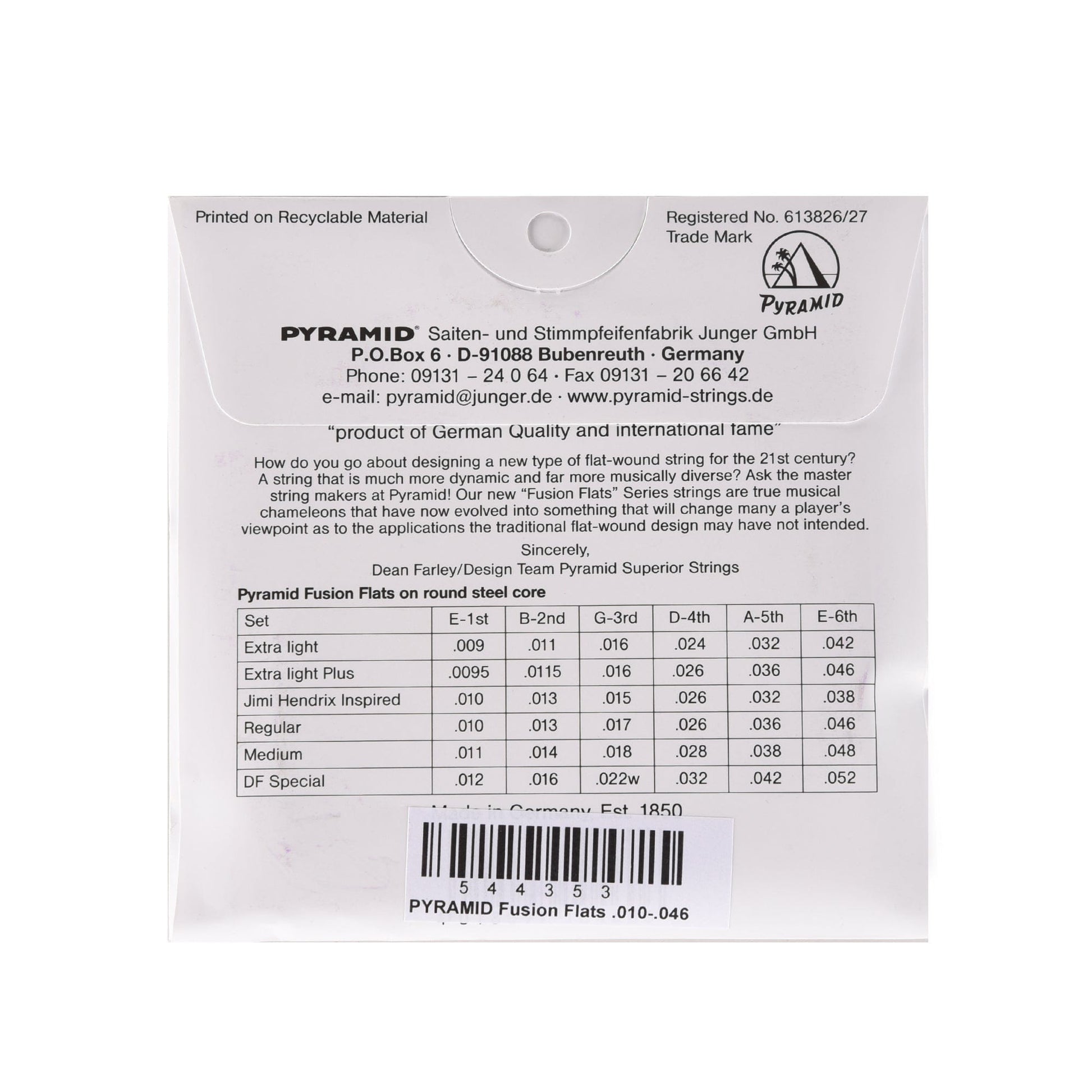 Pyramid Fusion Flats Chrome-Nickel Flatwound Guitar Strings Regular 10-46 Accessories / Strings / Guitar Strings