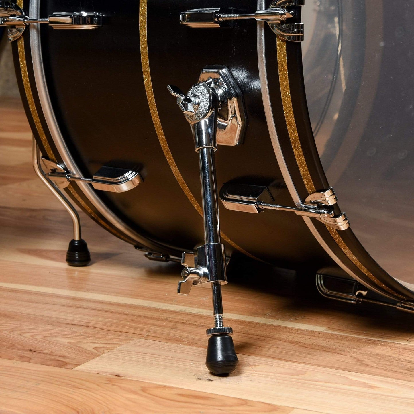 Q Drum Co. 13/16/24 Mahogany/Poplar/Mahogany 3pc. Drum Kit Black Satin w/Gold Sparkle Inlay Drums and Percussion / Acoustic Drums / Full Acoustic Kits