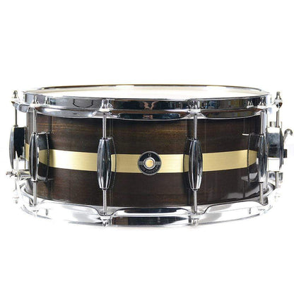 Q Drum Co. 6x14 1/8" Brass Plate Snare Drum Dark Brown Patina w/Brushed Brass Stripe Drums and Percussion / Acoustic Drums / Snare