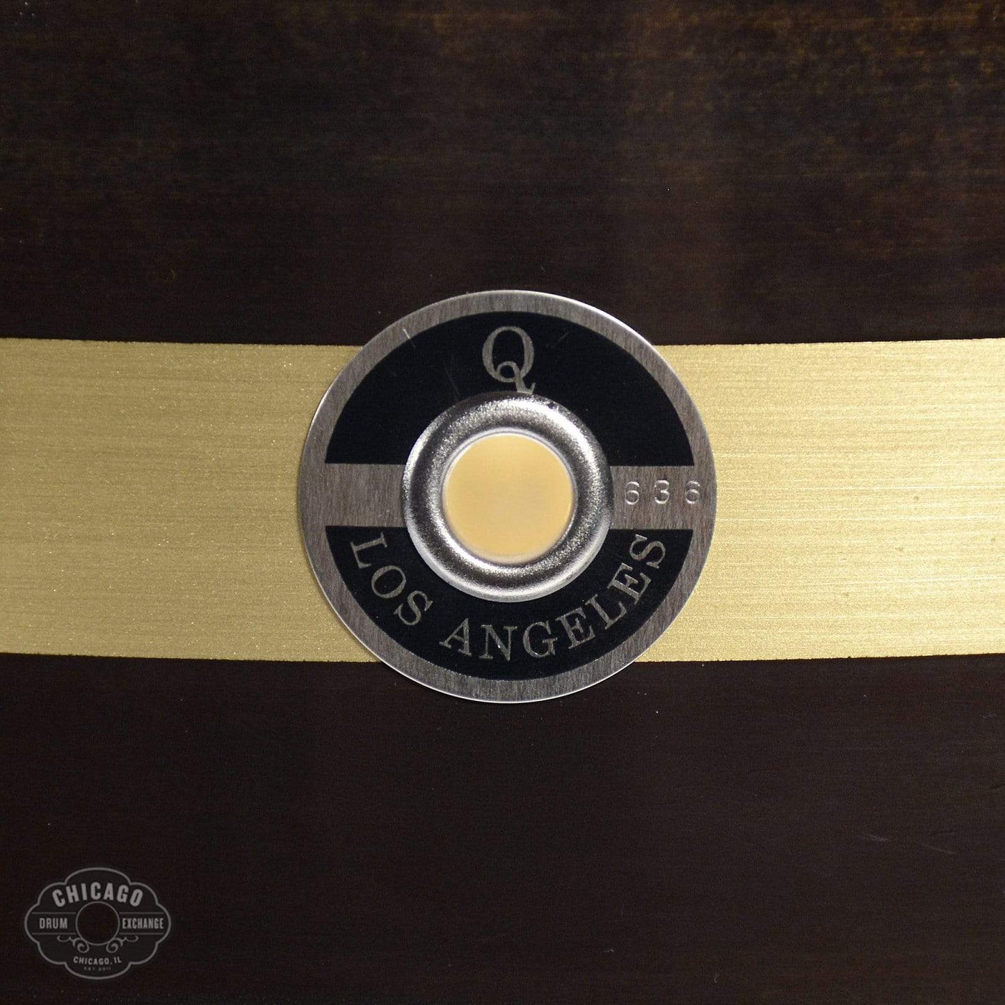 Q Drum Co. 6x14 1/8" Brass Plate Snare Drum Dark Brown Patina w/Brushed Brass Stripe Drums and Percussion / Acoustic Drums / Snare