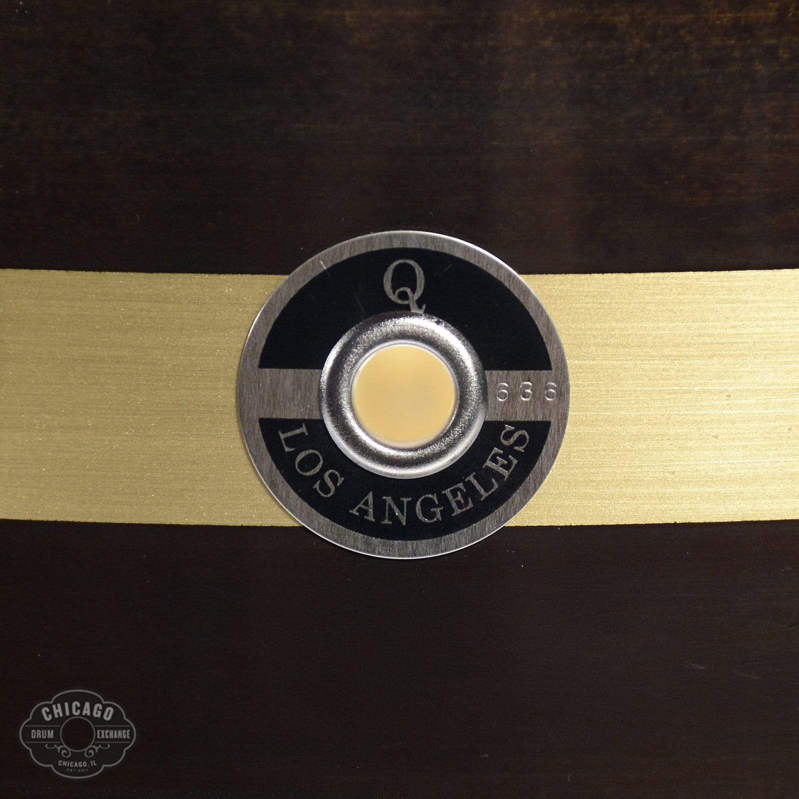 Q Drum Co. 6x14 1/8" Brass Plate Snare Drum Dark Brown Patina w/Brushed Brass Stripe Drums and Percussion / Acoustic Drums / Snare