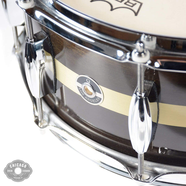 Q Drum Co. 6x14 1/8" Brass Plate Snare Drum Dark Brown Patina w/Brushe