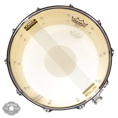 Q Drum Co. 6x14 1/8" Brass Plate Snare Drum Dark Brown Patina w/Brushed Brass Stripe Drums and Percussion / Acoustic Drums / Snare