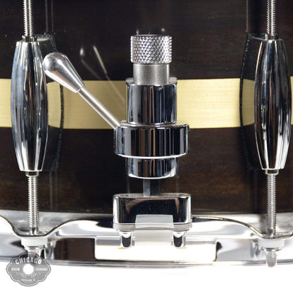 Q Drum Co. 6x14 1/8" Brass Plate Snare Drum Dark Brown Patina w/Brushed Brass Stripe Drums and Percussion / Acoustic Drums / Snare