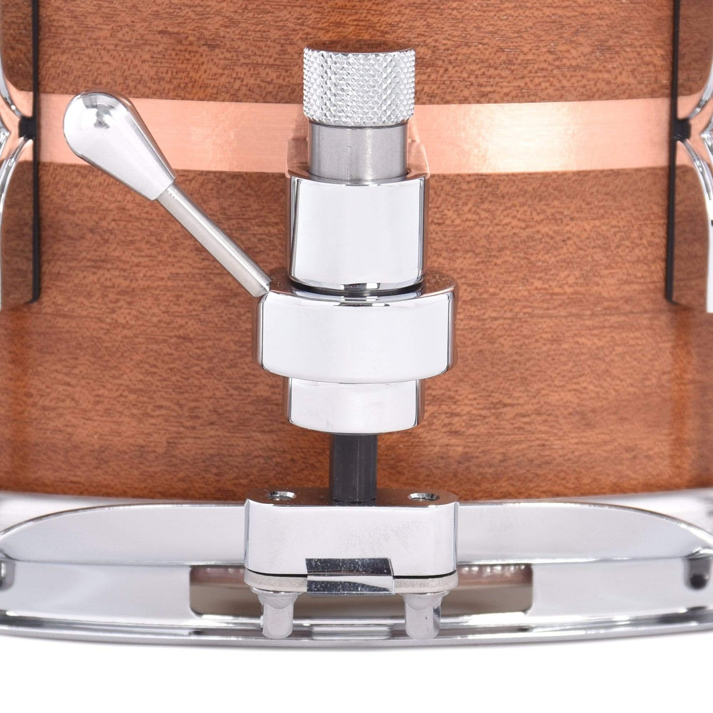 Q Drum Co. 7x14 Mahogany/Poplar Snare Drum Mahogany Satin w/Copper Inlay, Maple Reinforcement Rings, Trick Throw, Die Cast Hoops Drums and Percussion / Acoustic Drums / Snare
