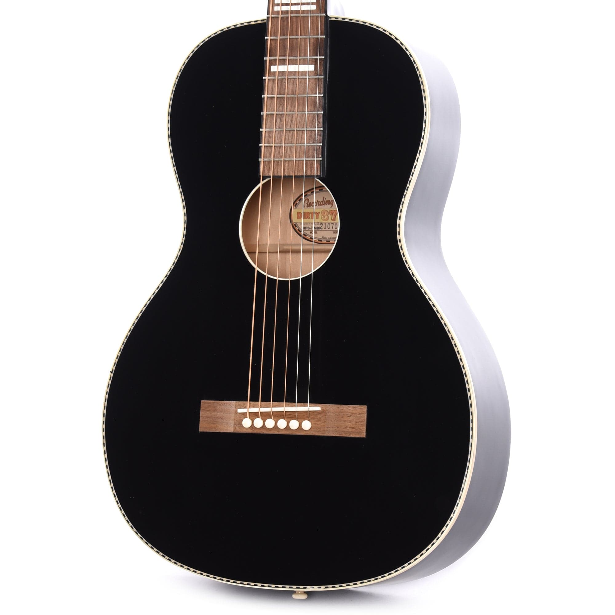 Recording King Dirty 30's Series 7 Parlor Matte Black Acoustic Guitars / Parlor