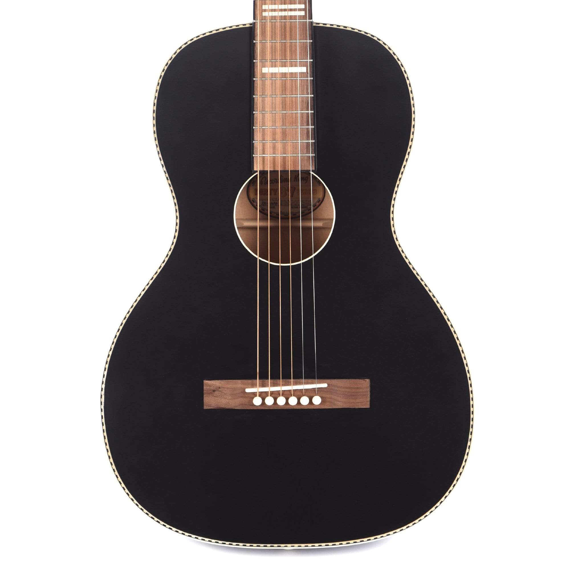 Recording King Dirty 30's Series 7 Parlor Matte Black Acoustic Guitars / Parlor