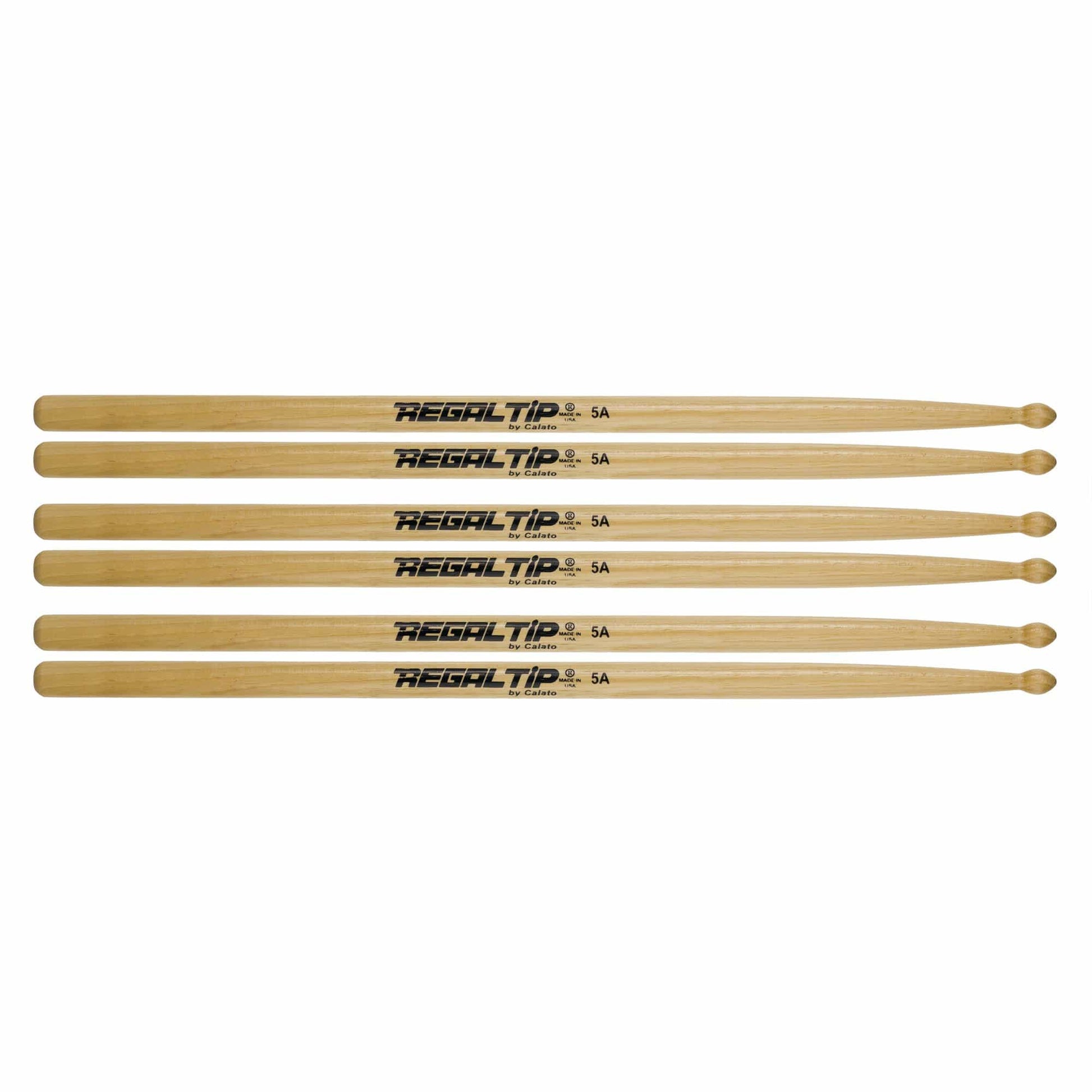 Regal Tip 5A American Hickory Wood Tip Drum Sticks (3 Pair Bundle) Drums and Percussion / Parts and Accessories / Drum Sticks and Mallets