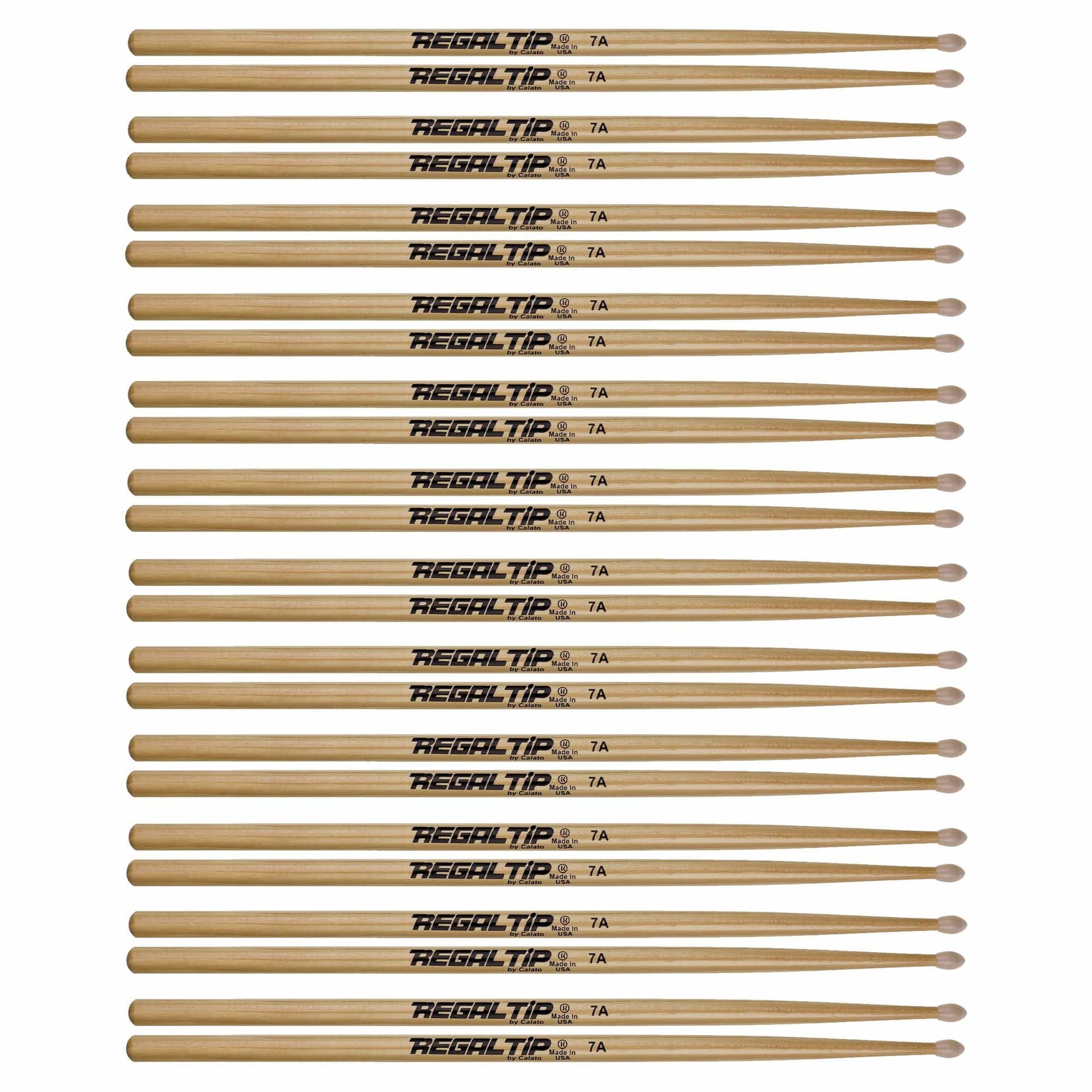 Regal Tip 7A American Hickory Nylon Tip Drum Sticks (12 Pair Bundle) Drums and Percussion / Parts and Accessories / Drum Sticks and Mallets