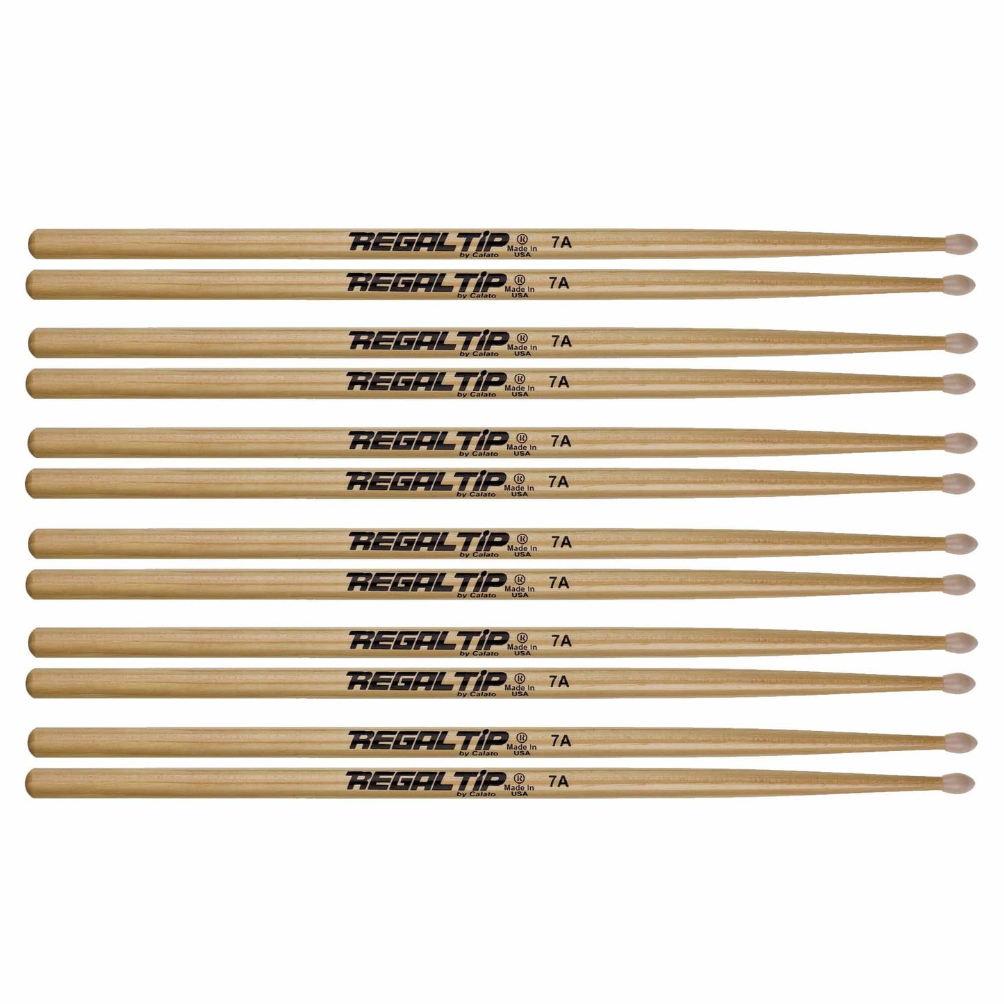 Regal Tip 7A American Hickory Nylon Tip Drum Sticks (6 Pair Bundle) Drums and Percussion / Parts and Accessories / Drum Sticks and Mallets