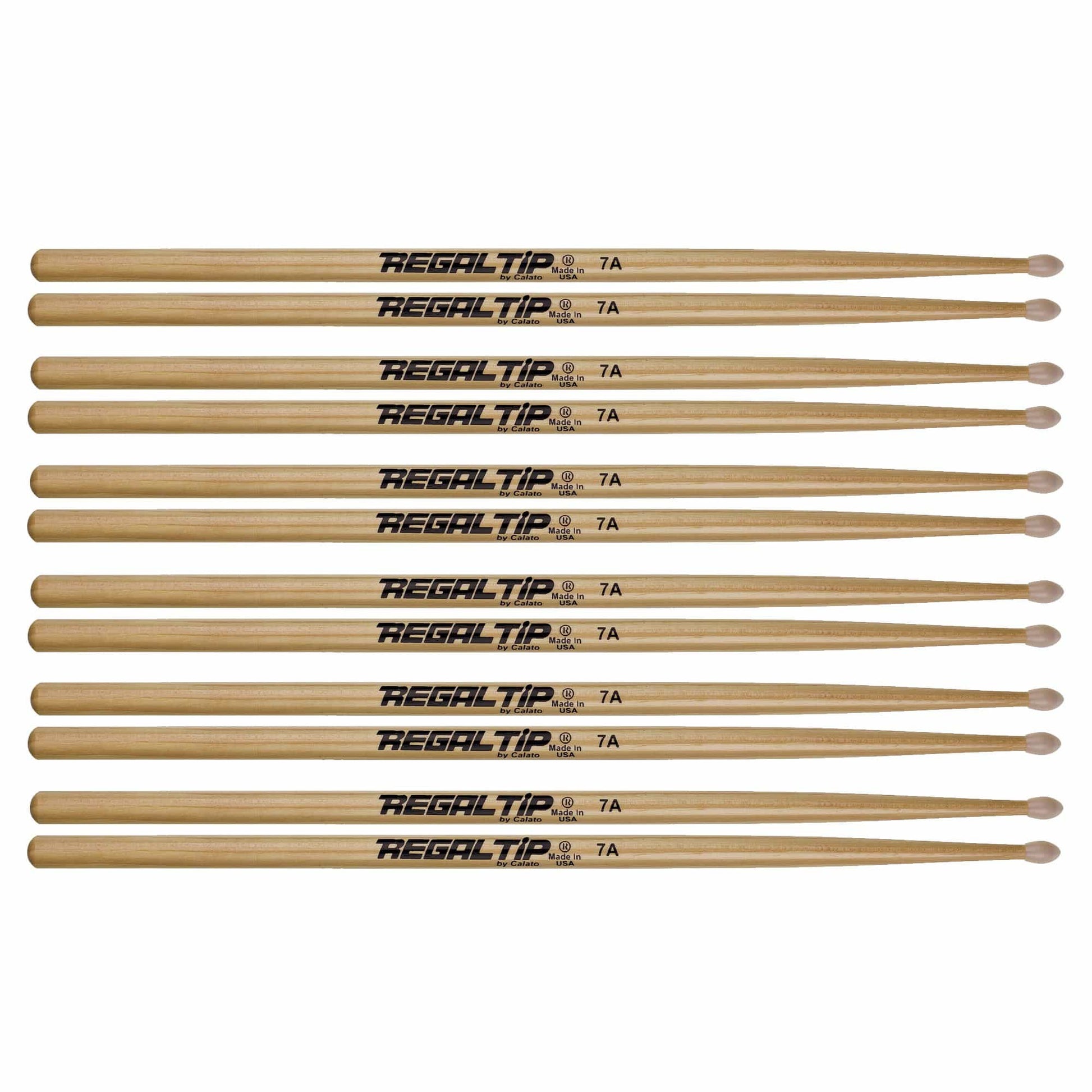Regal Tip 7A American Hickory Nylon Tip Drum Sticks (6 Pair Bundle) Drums and Percussion / Parts and Accessories / Drum Sticks and Mallets