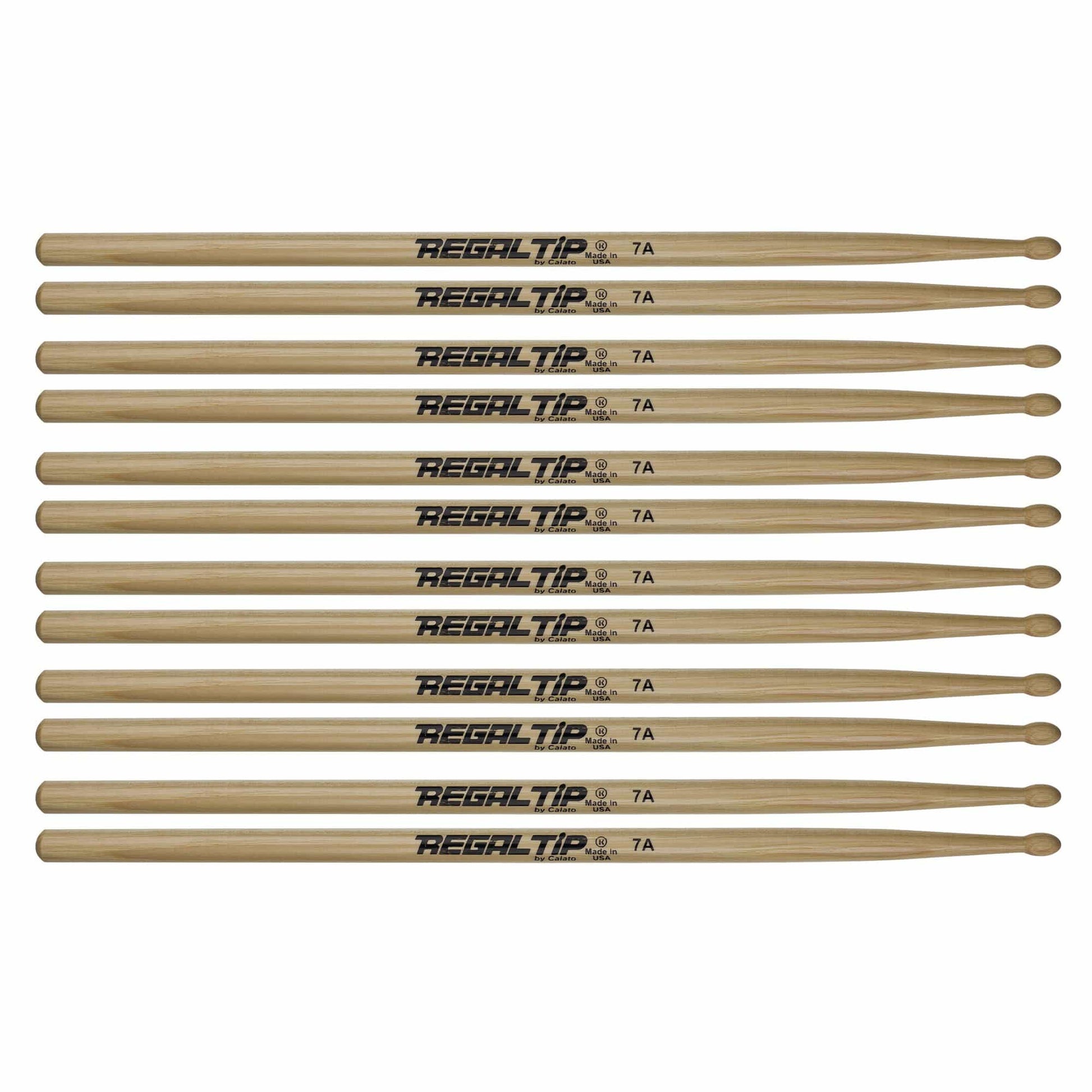 Regal Tip 7A American Hickory Wood Tip Drum Sticks (6 Pair Bundle) Drums and Percussion / Parts and Accessories / Drum Sticks and Mallets