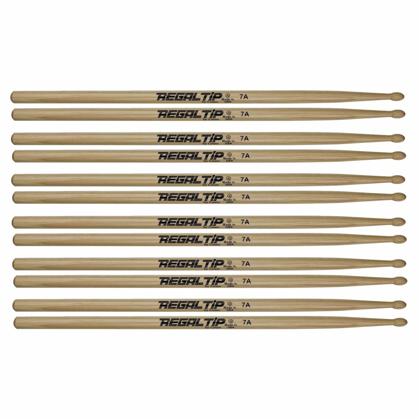 Regal Tip 7A Hickory Wood Tip Drum Sticks (6 Pair Bundle) Drums and Percussion / Parts and Accessories / Drum Sticks and Mallets