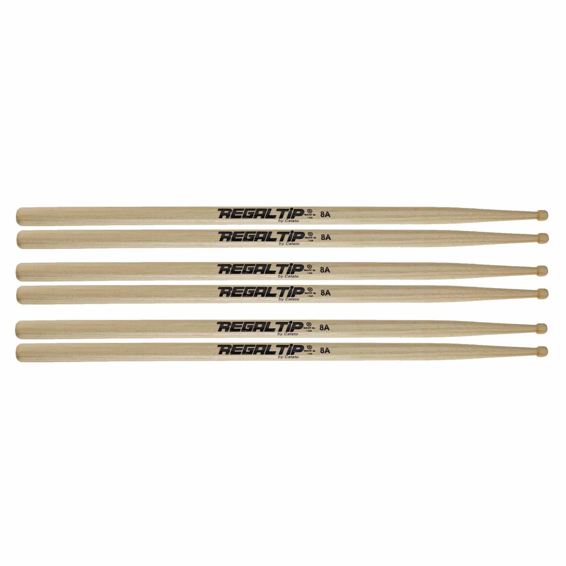 Regal Tip 8A Wood Tip Drum Sticks (3 Pair Bundle) Drums and Percussion / Parts and Accessories / Drum Sticks and Mallets