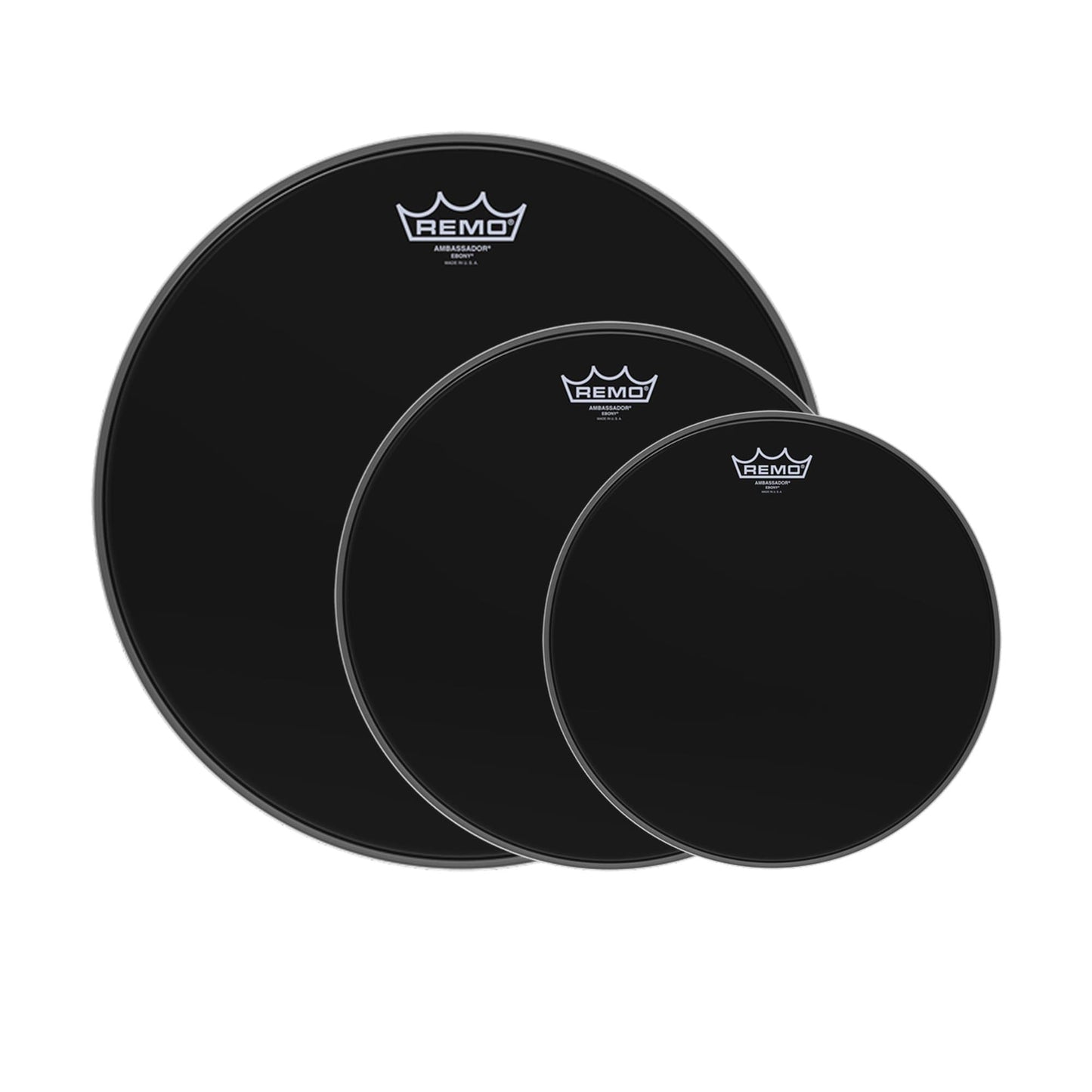 Remo 10/12/16" Ambassador Ebony Drumhead (3 Pack Bundle) Drums and Percussion / Parts and Accessories / Heads