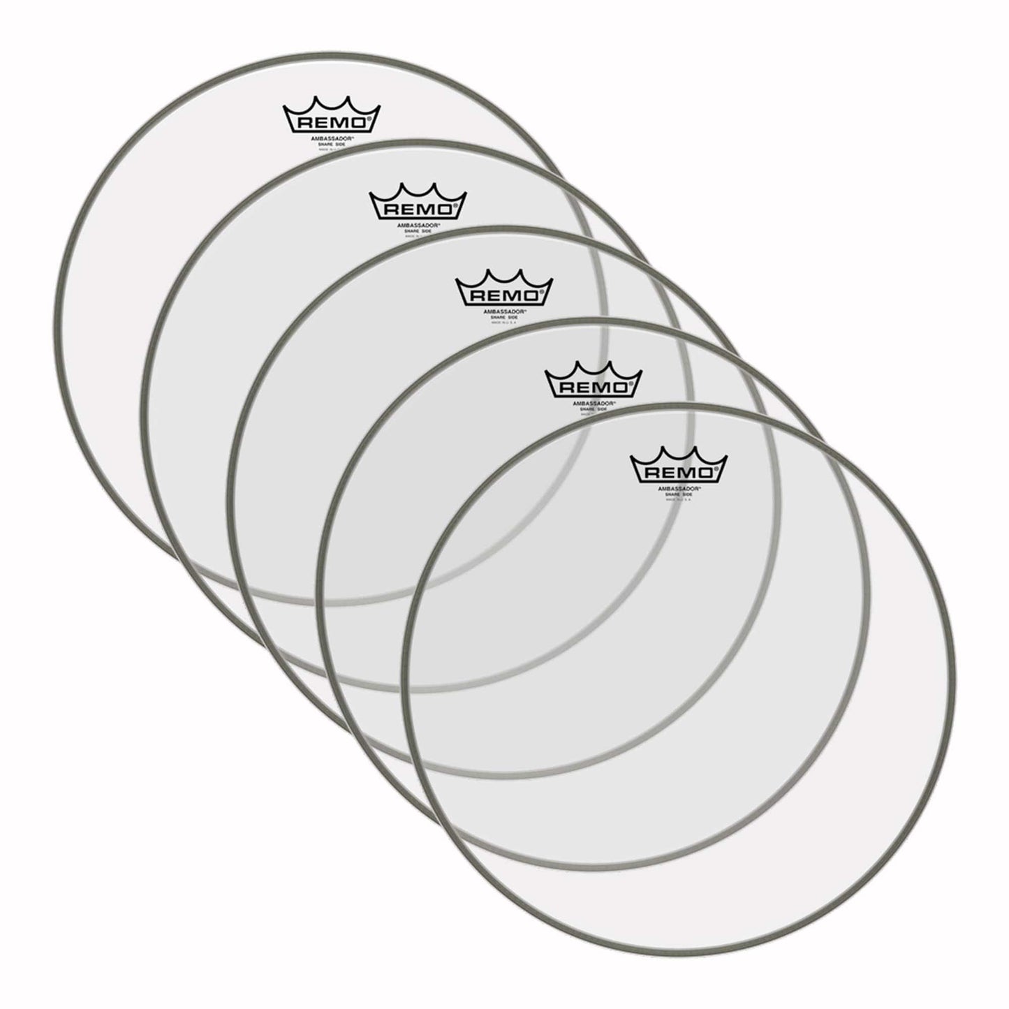 Remo 13" Ambassador Clear Snare Side Drumhead No Collar (5 Pack Bundle) Drums and Percussion / Parts and Accessories / Heads