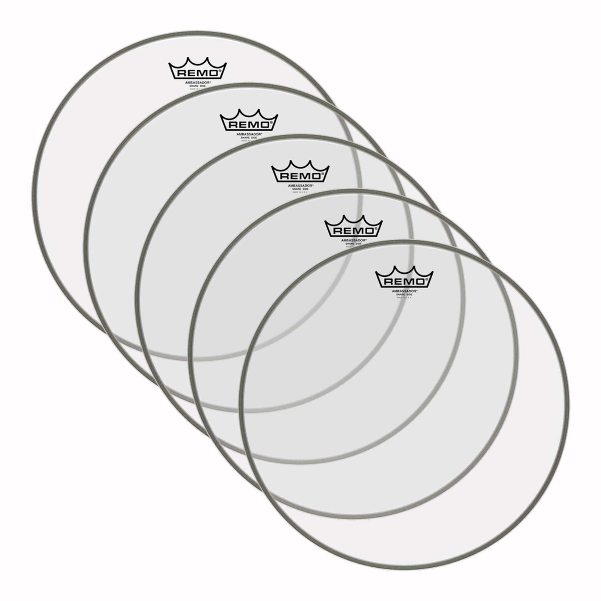 Remo 13" Ambassador Clear Snare Side Drumhead No Collar (5 Pack Bundle) Drums and Percussion / Parts and Accessories / Heads