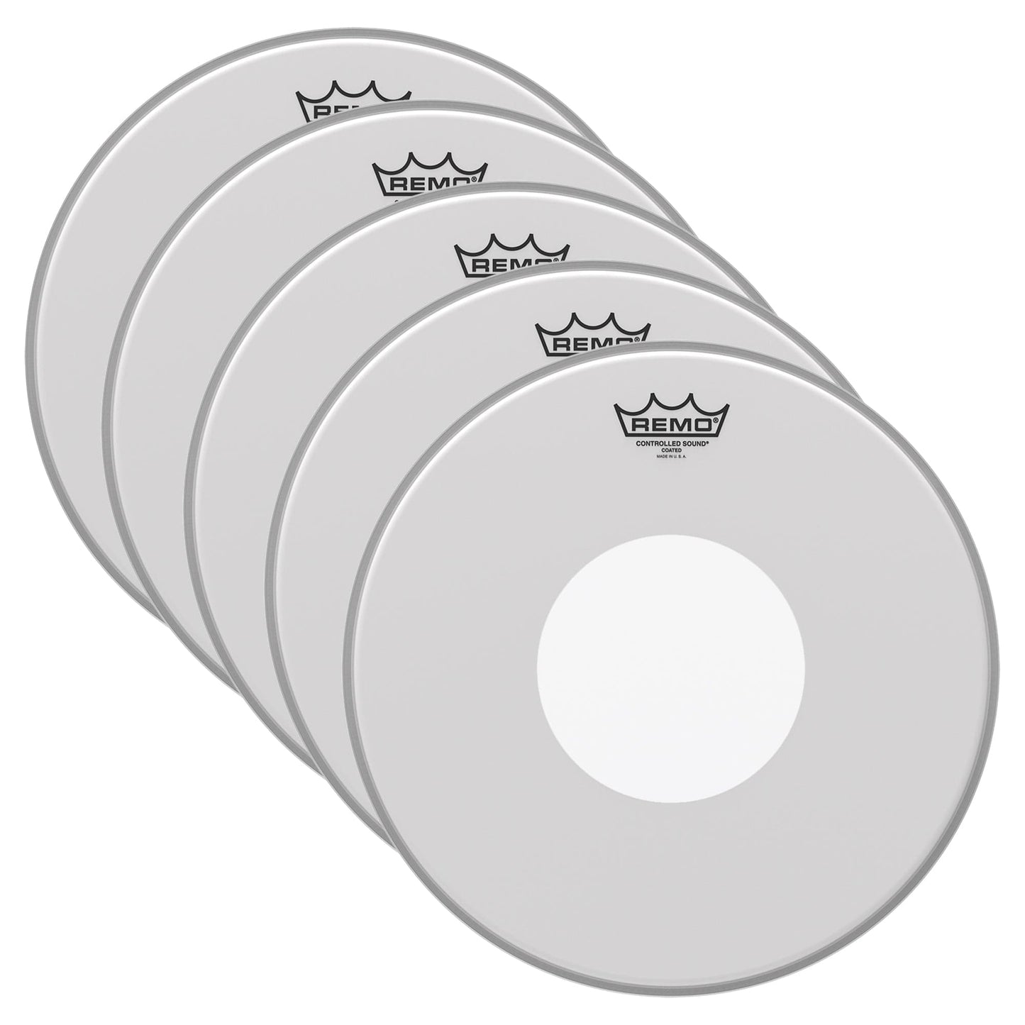 Remo 15" Controlled Sound Coated White Dot Drumhead (5 Pack Bundle) Drums and Percussion / Parts and Accessories / Heads