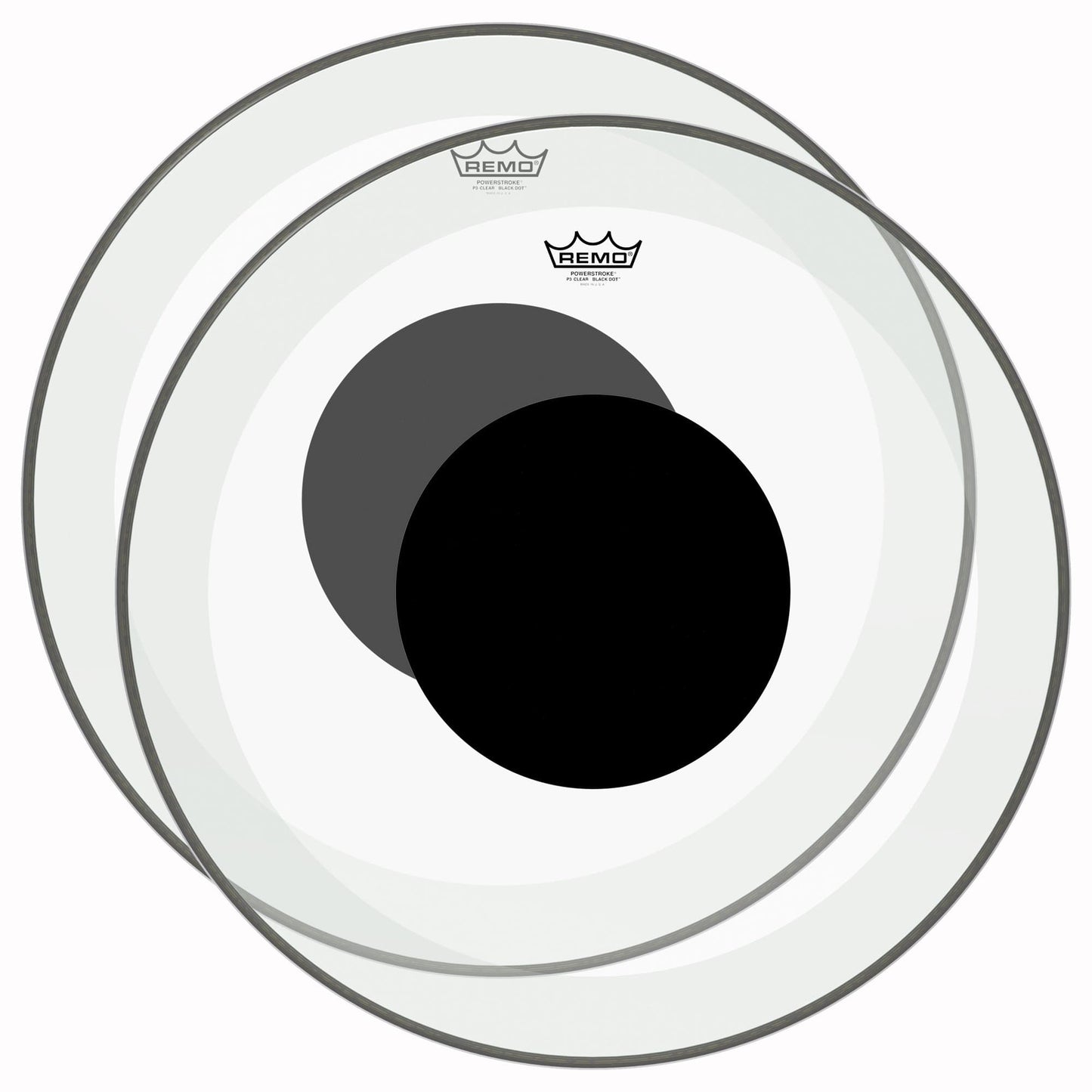 Remo 24" Powerstroke P3 Clear Black Dot Bass Drumhead Top Black Dot (2 Pack Bundle) Drums and Percussion / Parts and Accessories / Heads