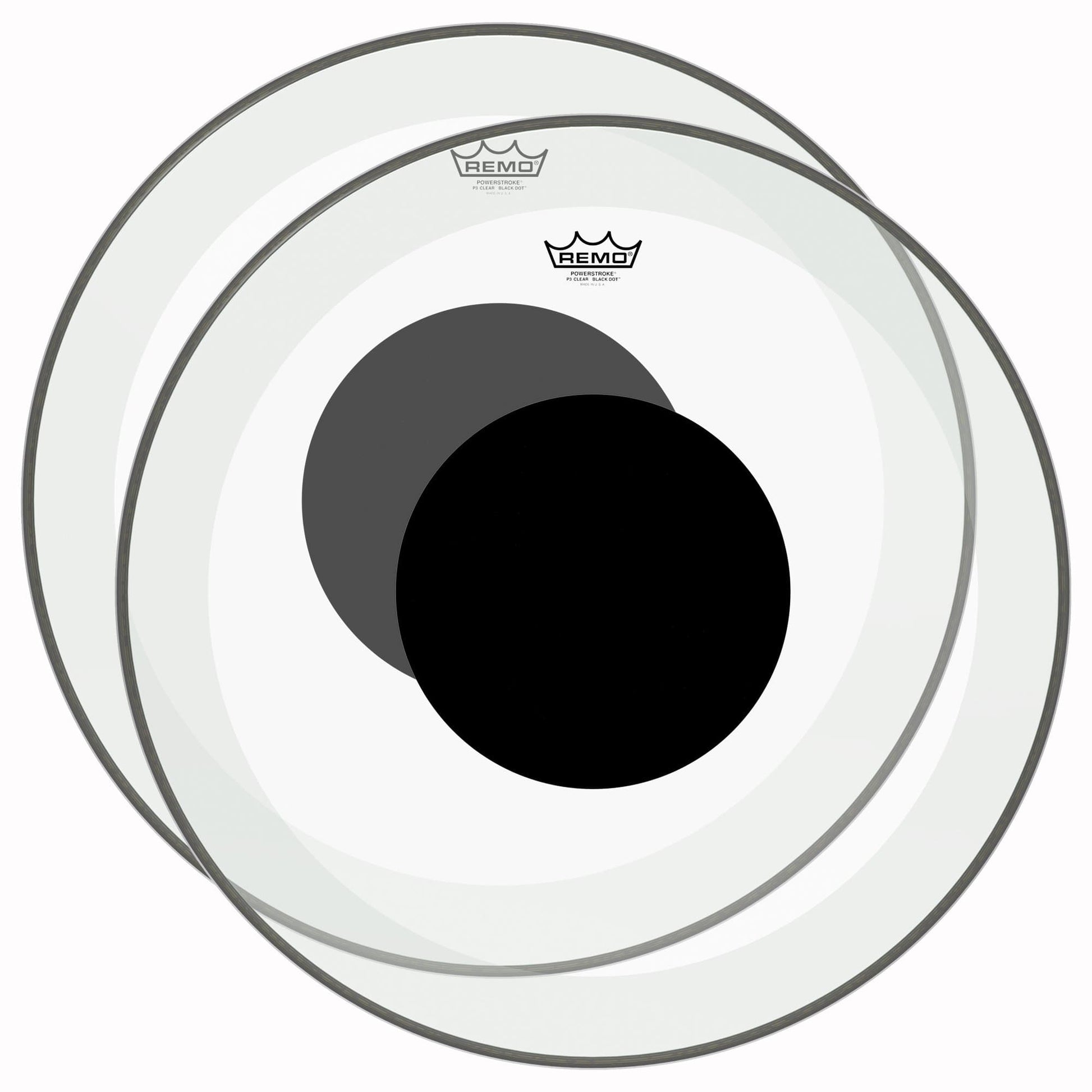Remo 24" Powerstroke P3 Clear Black Dot Bass Drumhead Top Black Dot (2 Pack Bundle) Drums and Percussion / Parts and Accessories / Heads