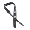 Richter Raw II Concho Guitar Strap Genuine Leather Black / Old Silver Accessories / Straps