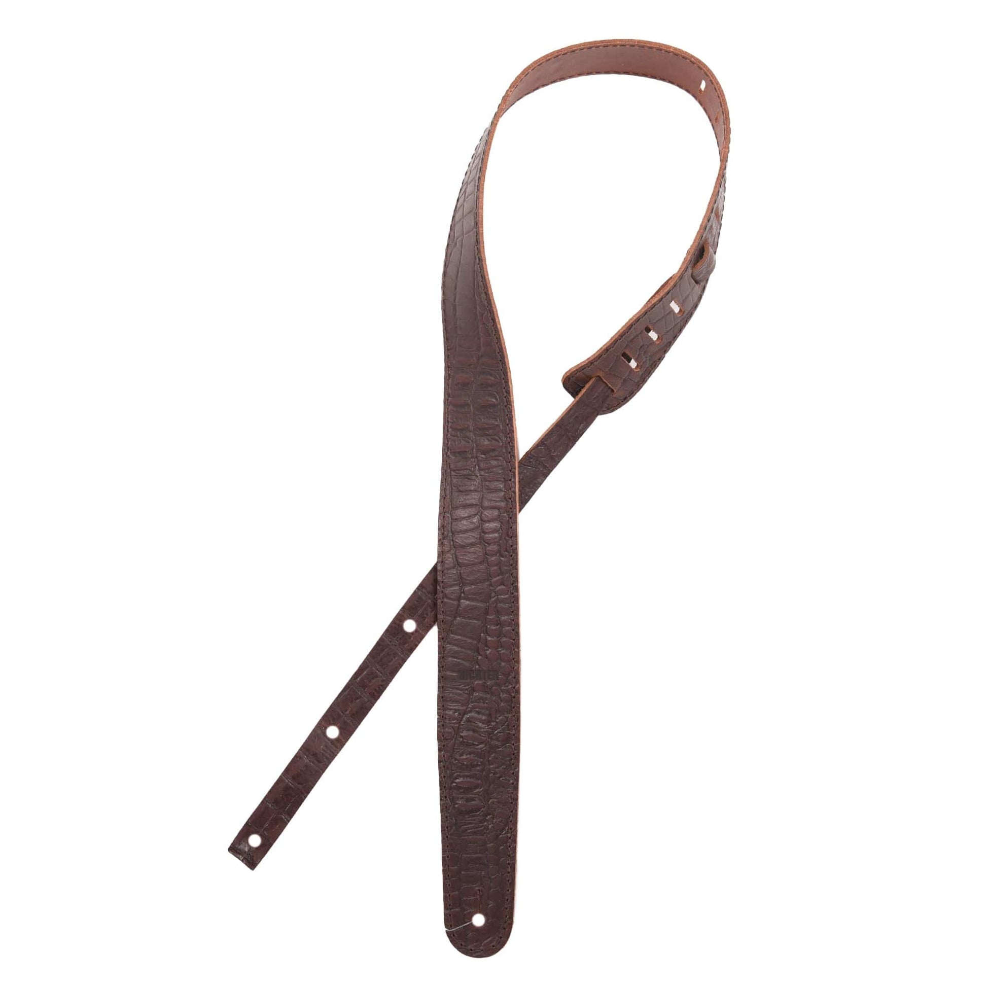 Richter Raw II Contour Guitar Strap Genuine Leather Crocodile Brown Accessories / Straps
