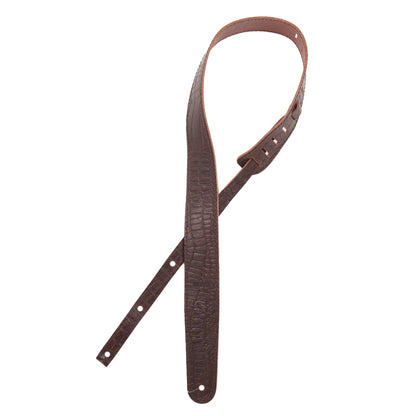 Richter Raw II Contour Guitar Strap Genuine Leather Crocodile Brown Accessories / Straps