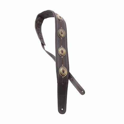 Richter Springbreak I Concho Guitar Strap Genuine Leather Padded Brown / Old Brass Accessories / Straps