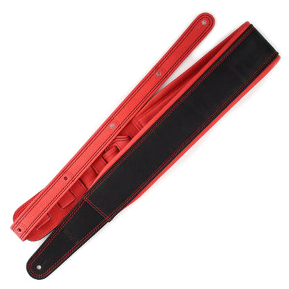 Richter Springbreak I Nappa Guitar Strap Genuine Leather Padded Black / Red Accessories / Straps