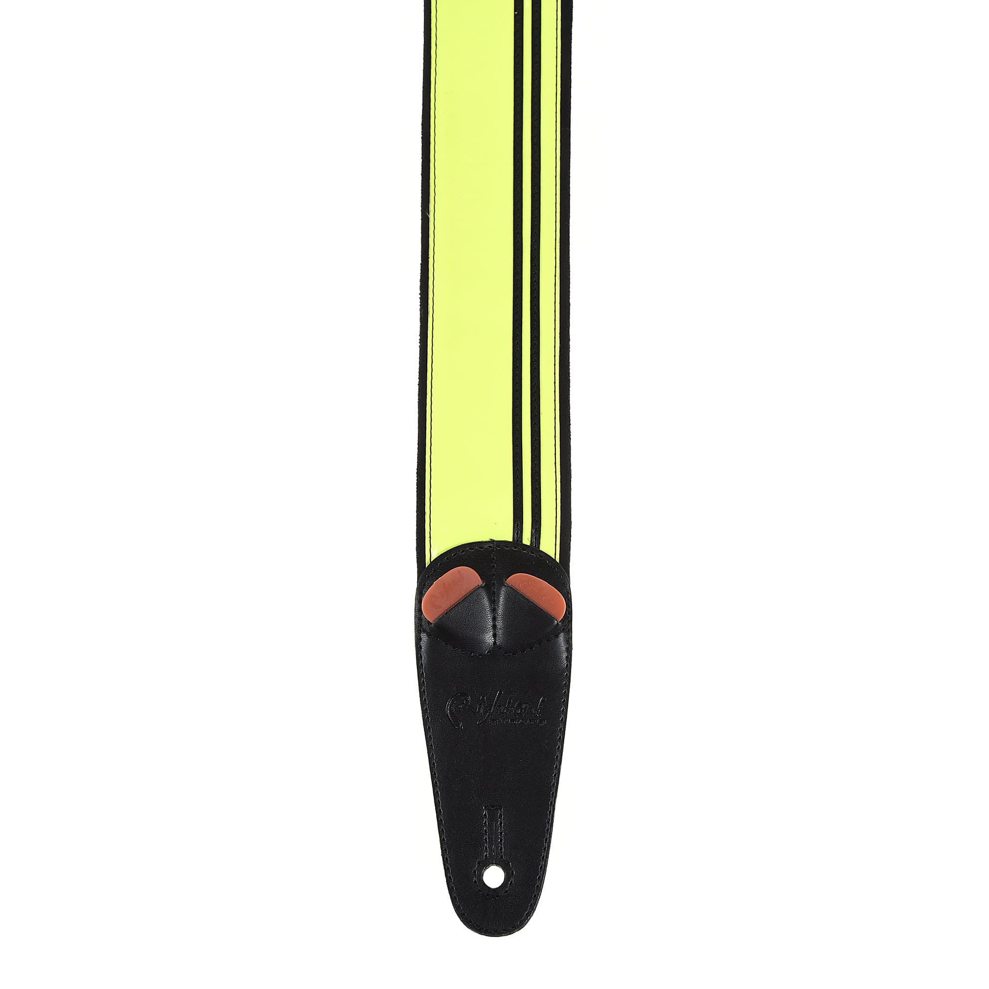 RightOn! Mojo Race Neon Yellow Vegan Guitar Strap Accessories / Straps