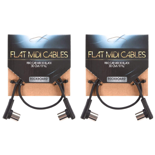 Rockgear Midi Cable, 30cm / 11.81" Black 2 Pack Bundle Accessories / Cables