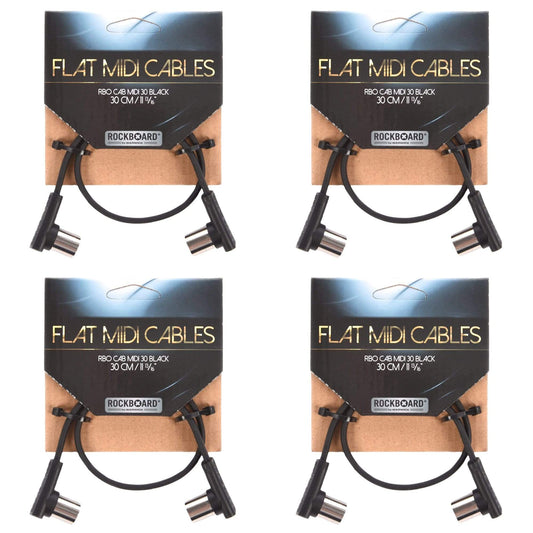 Rockgear Midi Cable, 30cm / 11.81" Black 4 Pack Bundle Accessories / Cables