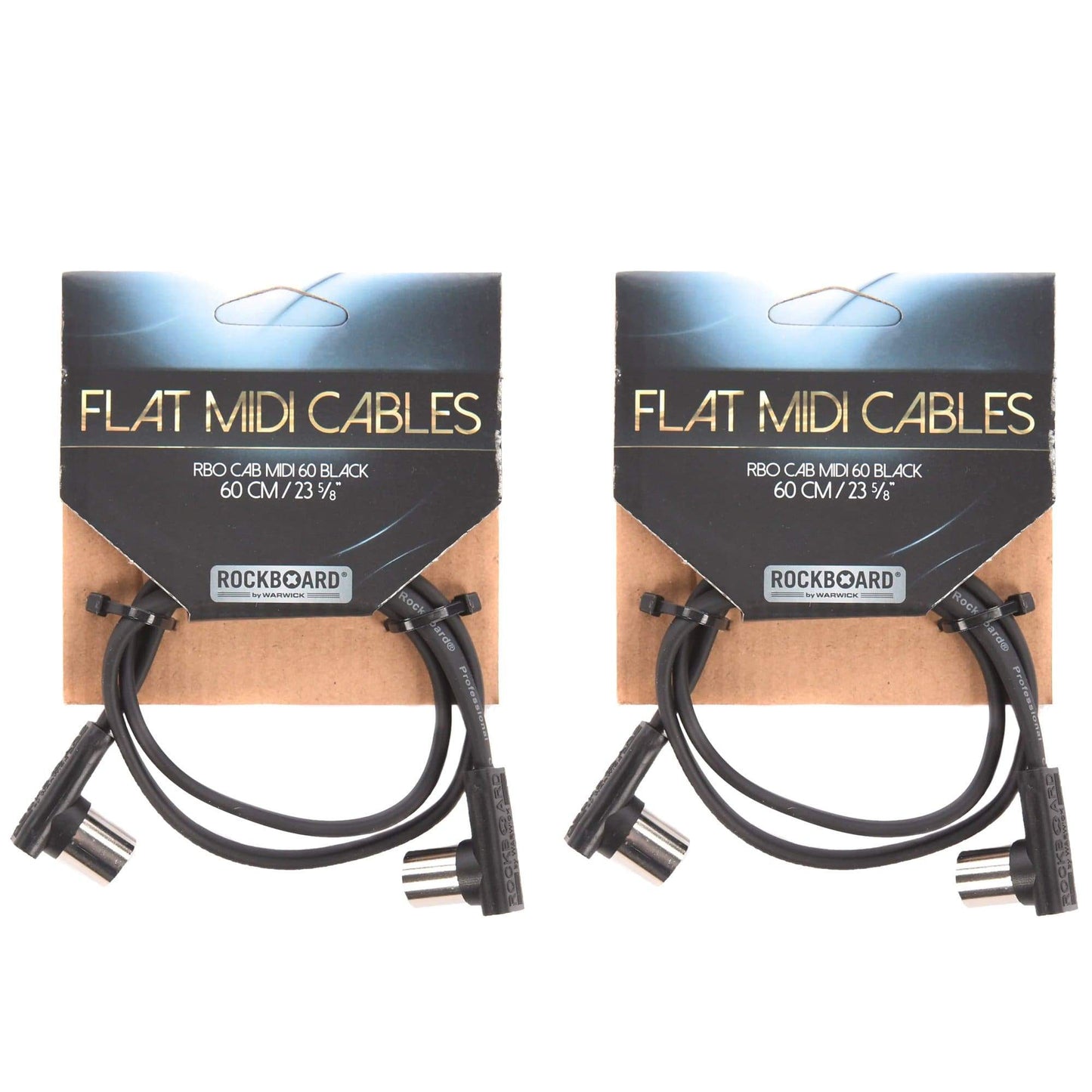 Rockgear Midi Cable, 60cm / 23.62" Black 2 Pack Bundle Accessories / Cables