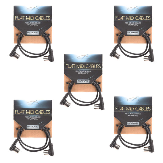 Rockgear Midi Cable, 60cm / 23.62" Black 5 Pack Bundle Accessories / Cables