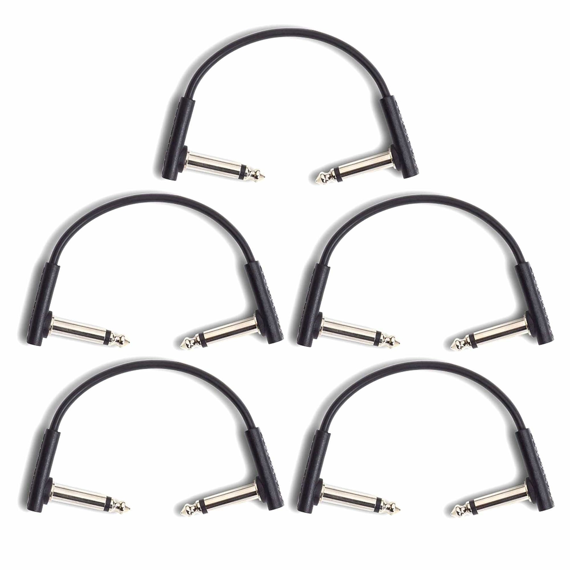 RockGear RockBoard Flat Patch Cable Black 10cm (3.94") 5 Pack Bundle Accessories / Cables