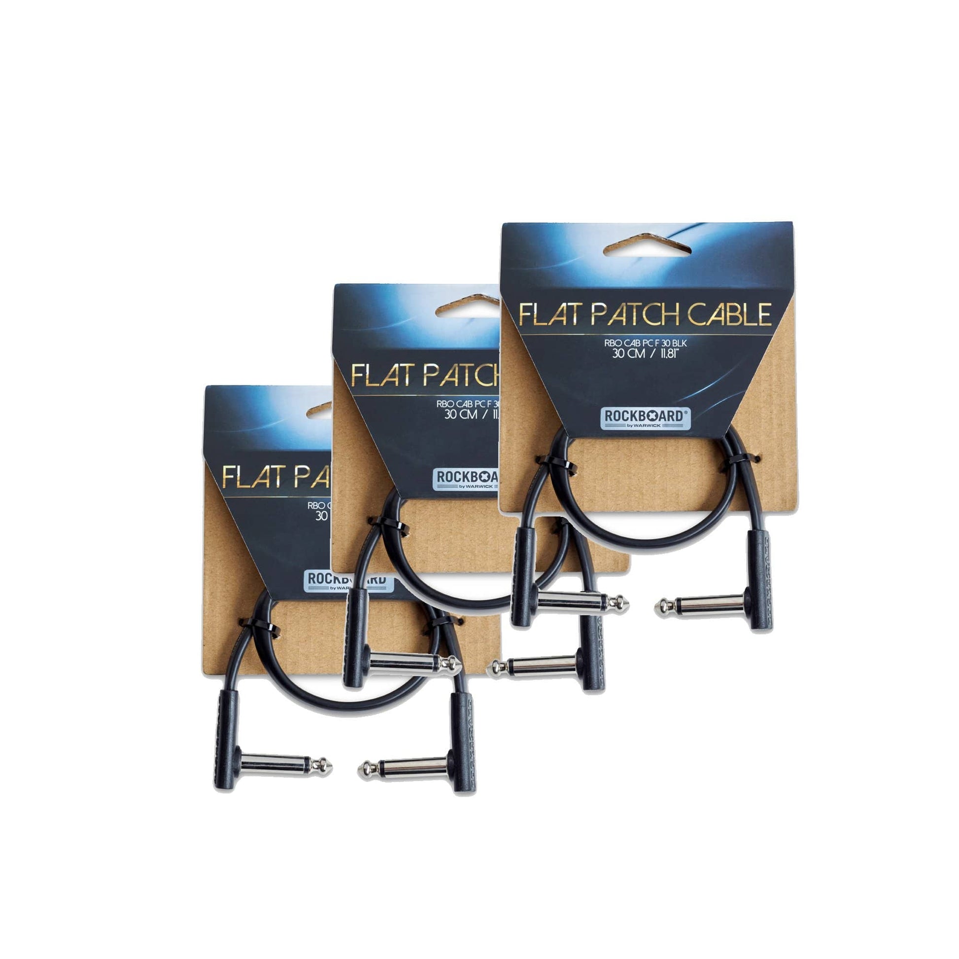 RockGear RockBoard Flat Patch Cable Black 30cm (11.81") 3 Pack Bundle Accessories / Cables