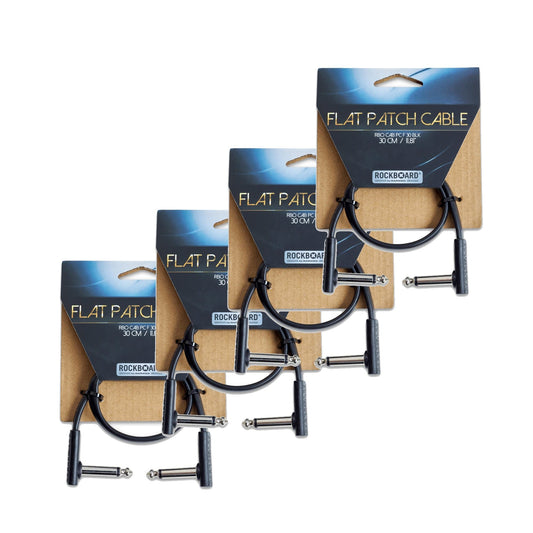 RockGear RockBoard Flat Patch Cable Black 30cm (11.81") 4 Pack Bundle Accessories / Cables