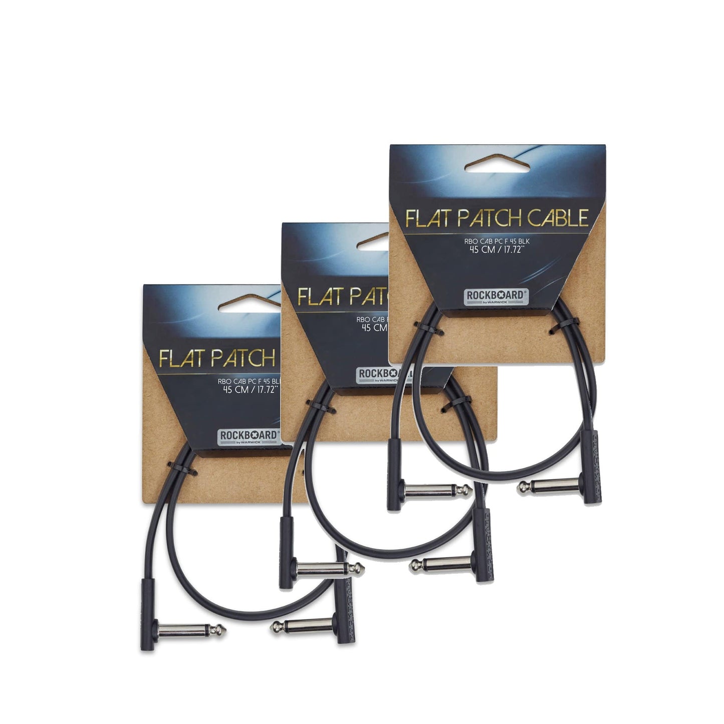 RockGear RockBoard Flat Patch Cable Black 45 cm (17.72") 3 Pack Bundle Accessories / Cables