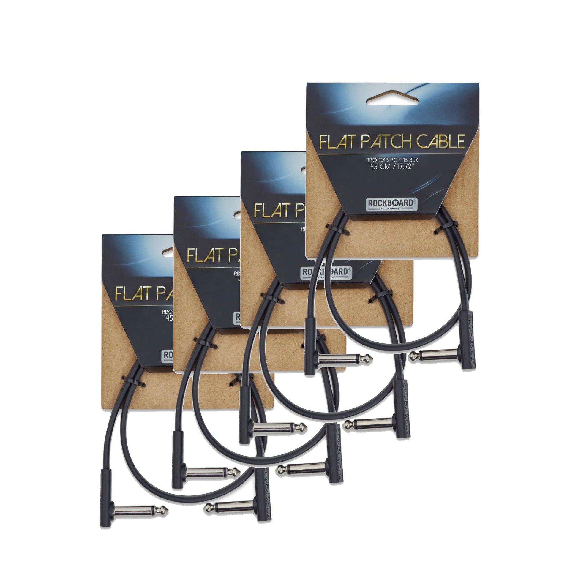 RockGear RockBoard Flat Patch Cable Black 45 cm (17.72") 4 Pack Bundle Accessories / Cables