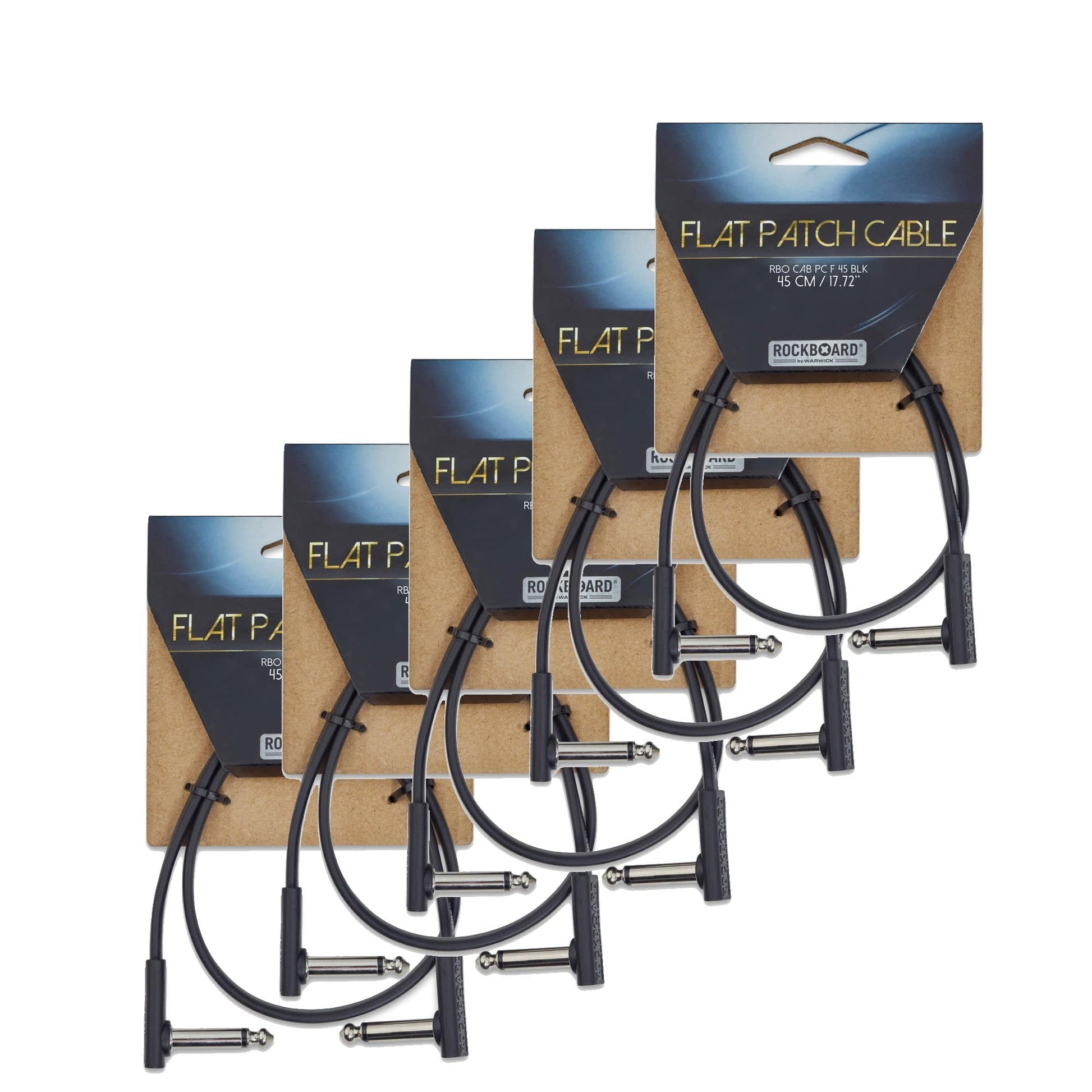 RockGear RockBoard Flat Patch Cable Black 45 cm (17.72") 5 Pack Bundle Accessories / Cables